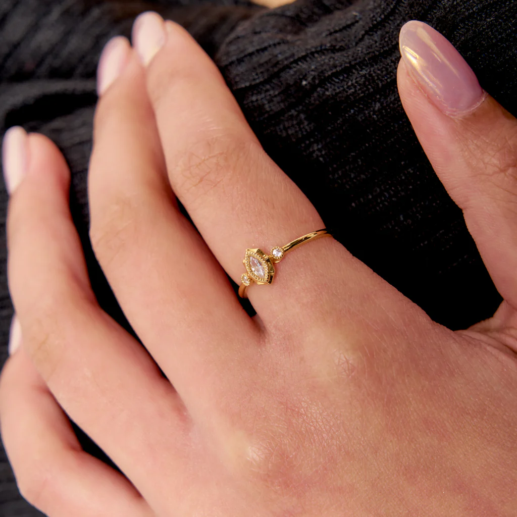 9ct Gold Delicate Marquise Cut Ring | Delphine - Image 3