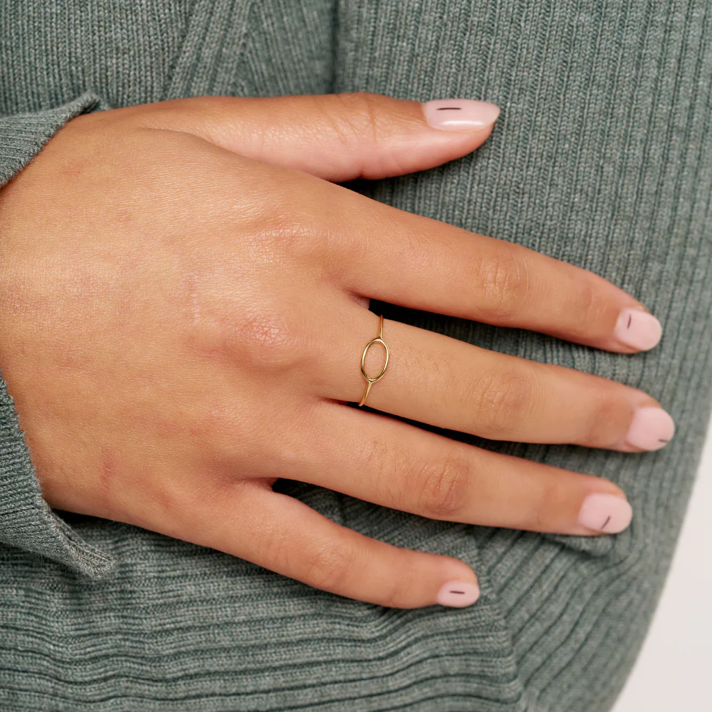9ct Gold Delicate Oval Cut Out Ring | Xani - Image 3