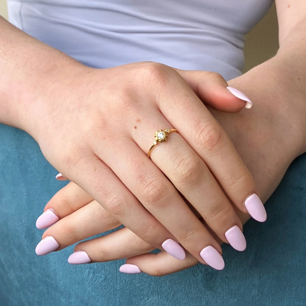 9ct Gold Delicate Triple Stone Ring | Chloe - Image 4