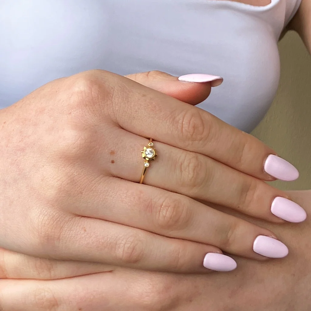 9ct Gold Delicate Triple Stone Ring | Chloe - Image 5