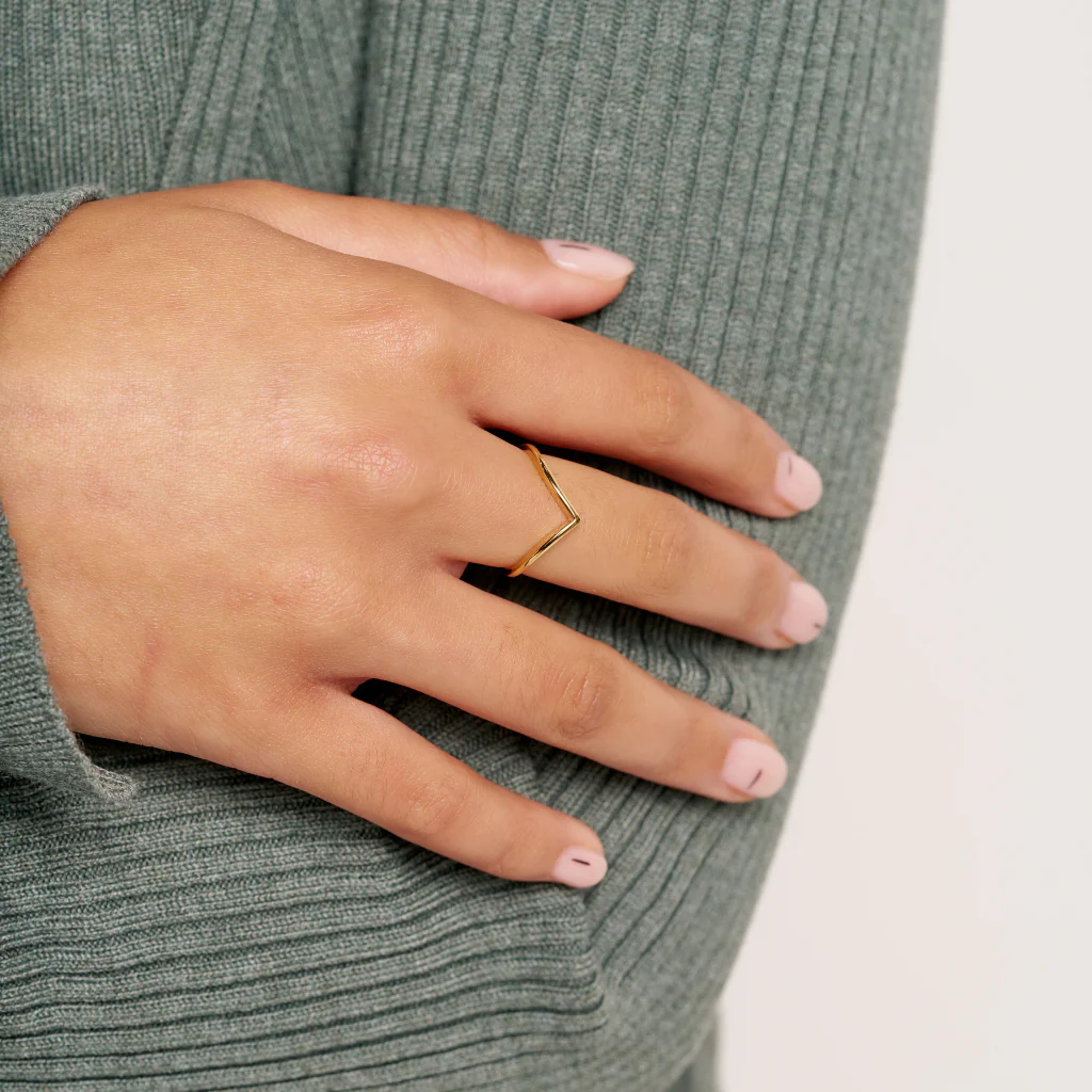 9ct Gold Delicate Wishbone Ring | Myro - Image 3