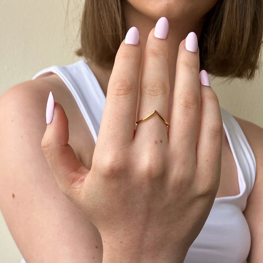 9ct Gold Delicate Wishbone Ring | Myro - Image 7