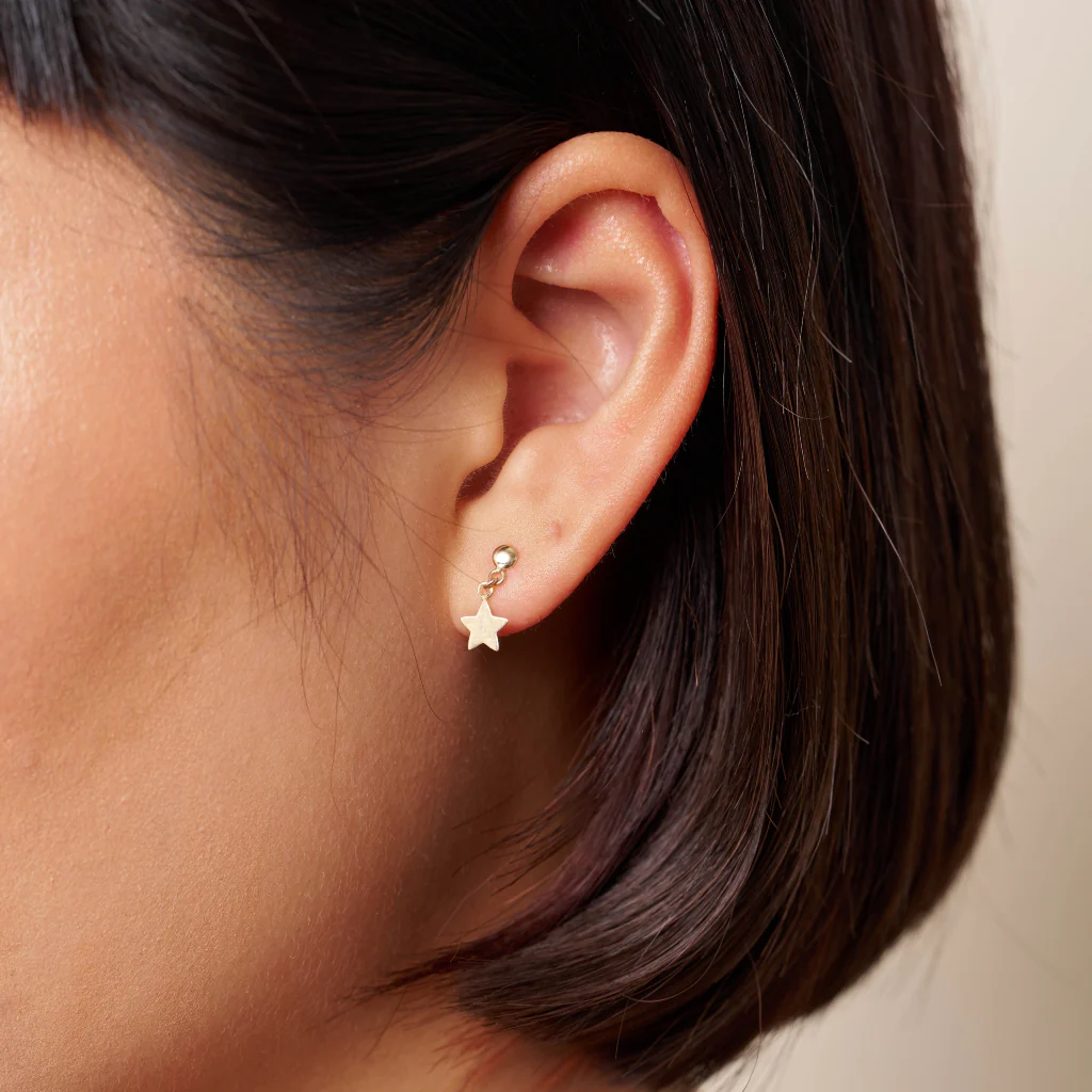 9ct Gold Star Dangle Stud Earrings | Amise - Image 5