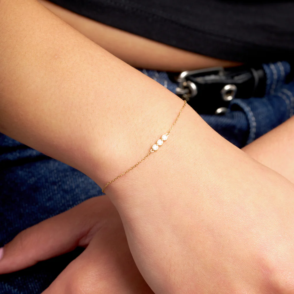 9ct Gold Three Stone Bracelet | Alora - Image 4