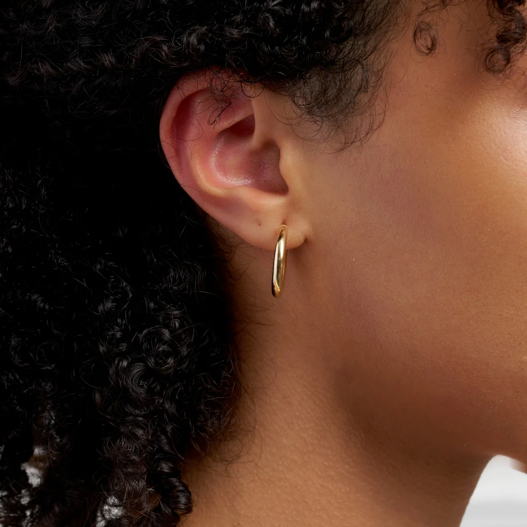 9ct Gold Round Tube Hoop Earrings | Lilia - Image 3