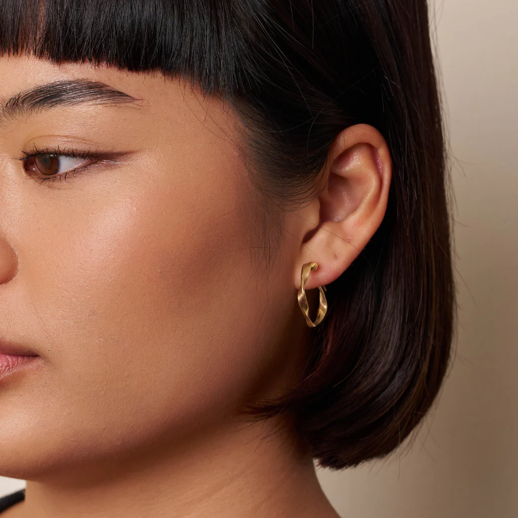 9ct Gold Twist Hoop Earrings | Corelle - Image 3