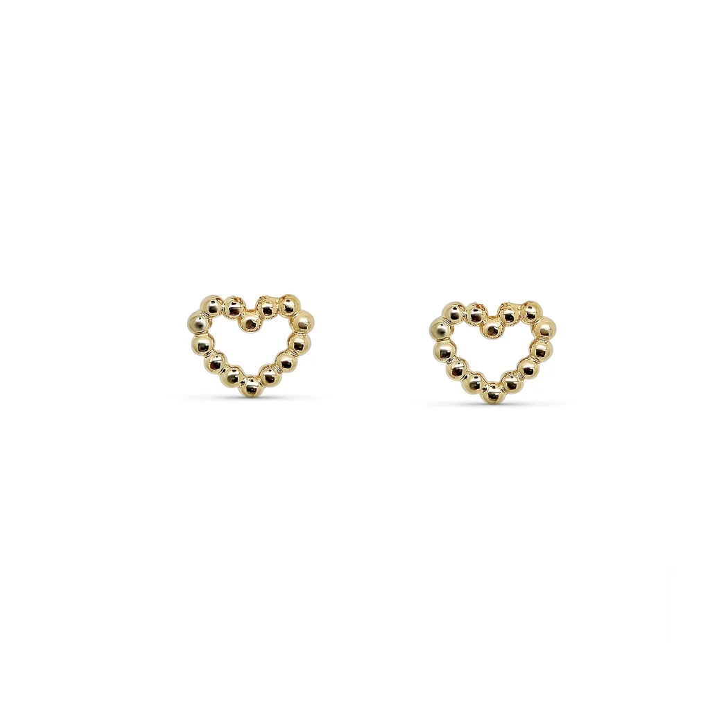 18ct Gold Plated Beaded Loveheart Stud Earrings | Alba