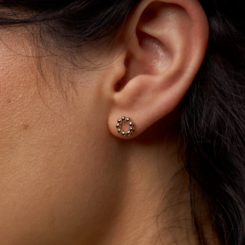 18ct Gold Plated Beaded Stud Earrings | Albi - Image 2