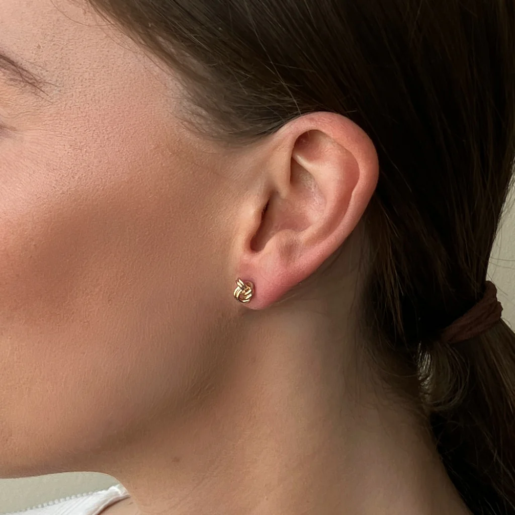 18ct Gold Plated Knot Stud Earrings | Annagh - Image 3