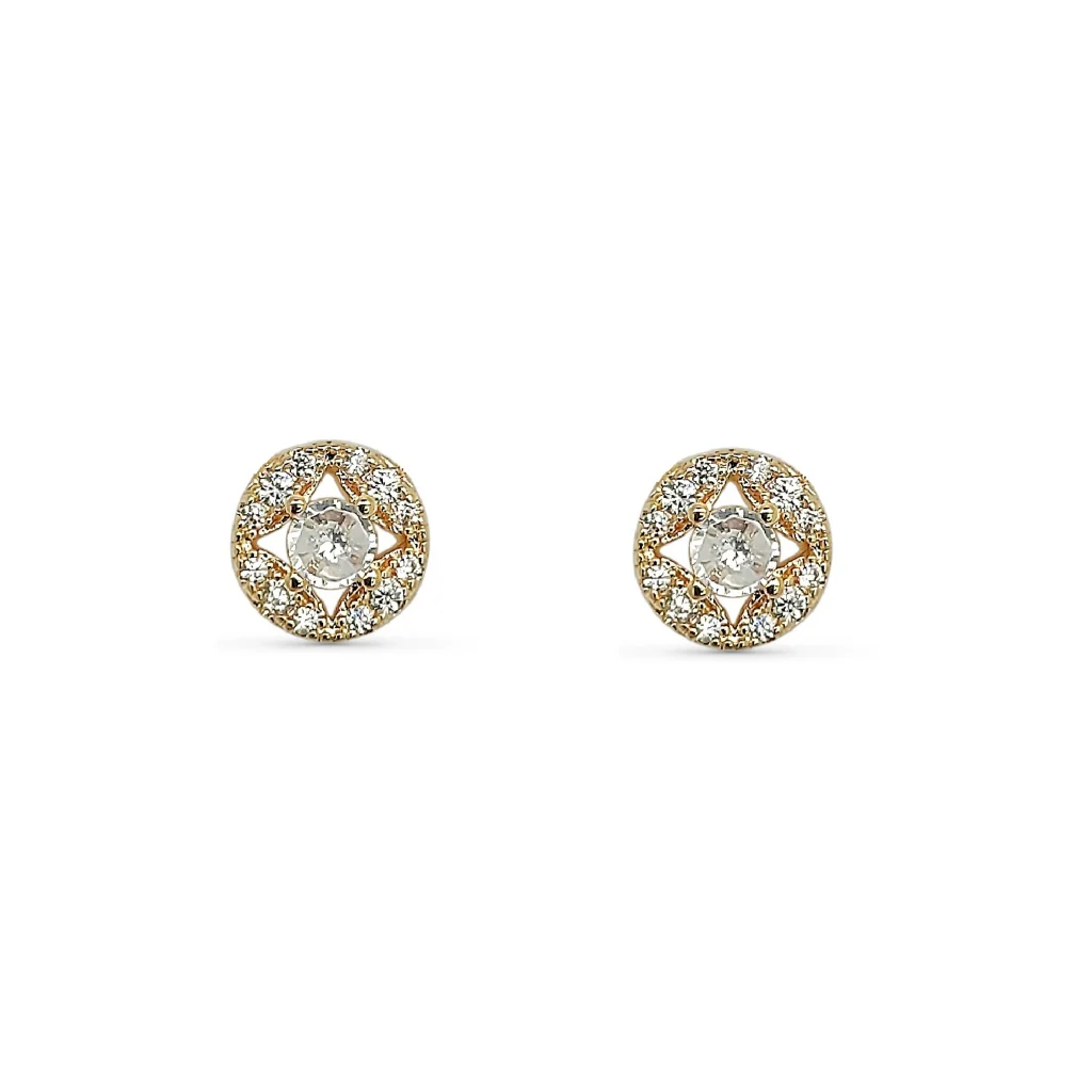 18ct Gold Plated Round Crystal Stud Earrings | Briet