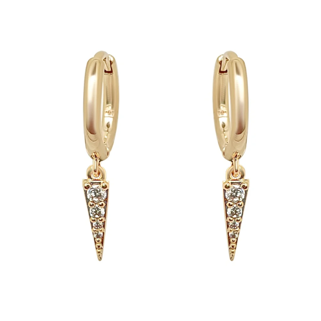 18ct Gold Spear Charm Earrings | Charmes