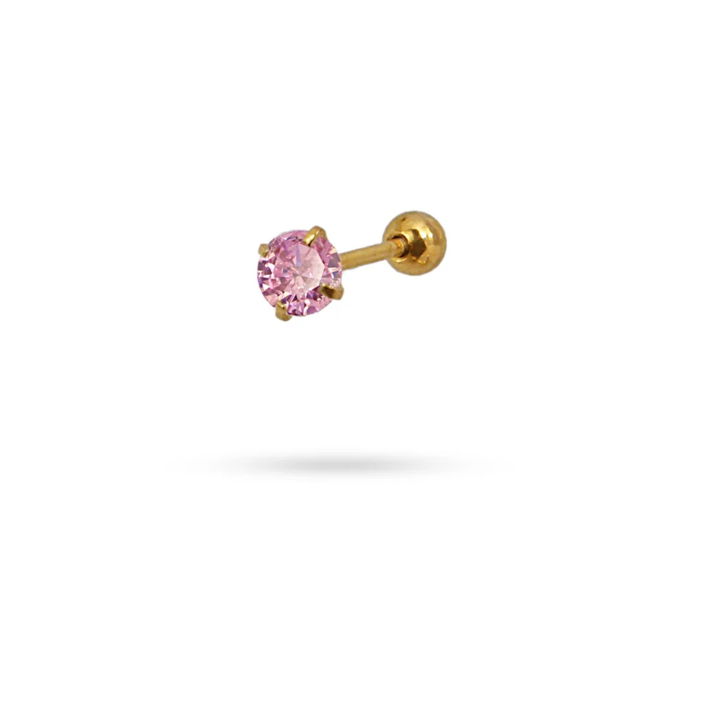 Steel Circle Stone Ball Back Single Stud Earring | Anartxy - Image 13