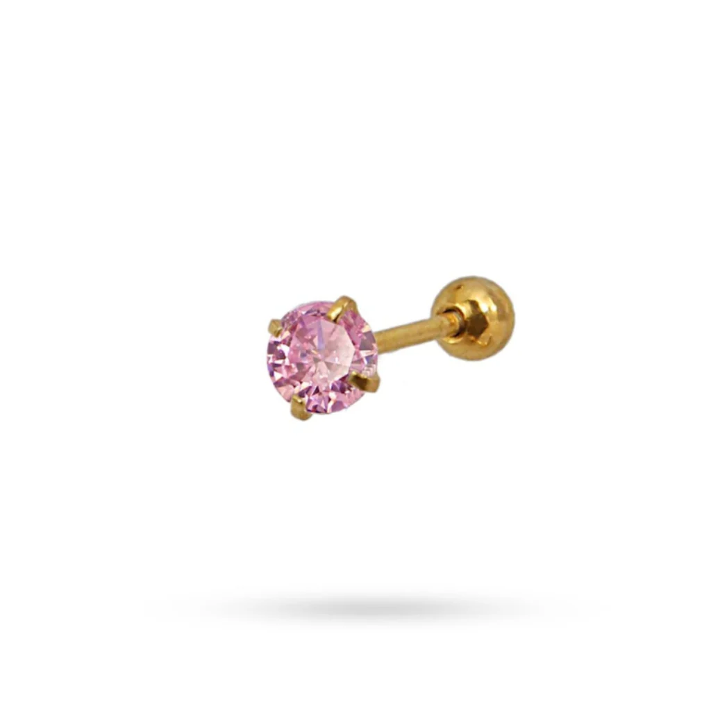 Steel Circle Stone Ball Back Single Stud Earring | Anartxy - Image 14