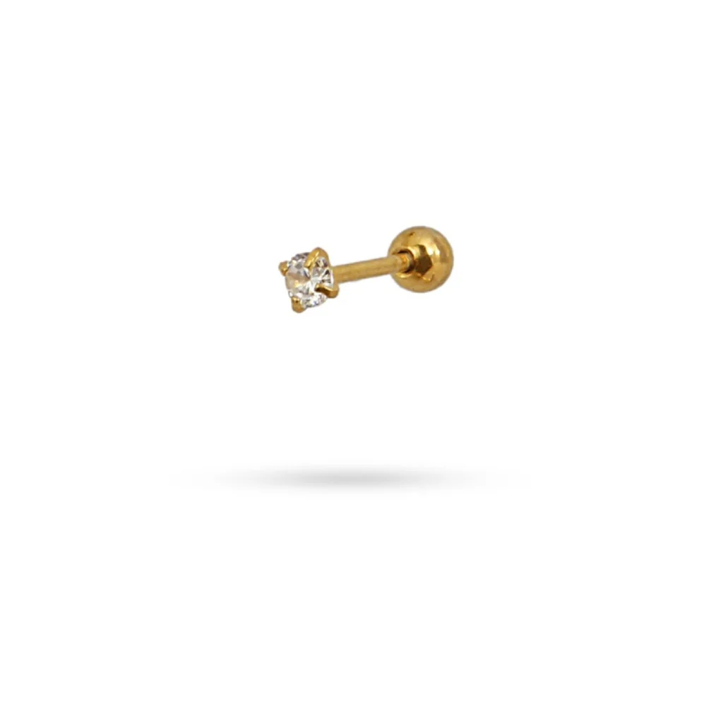 Steel Circle Stone Ball Back Single Stud Earring | Anartxy - Image 15
