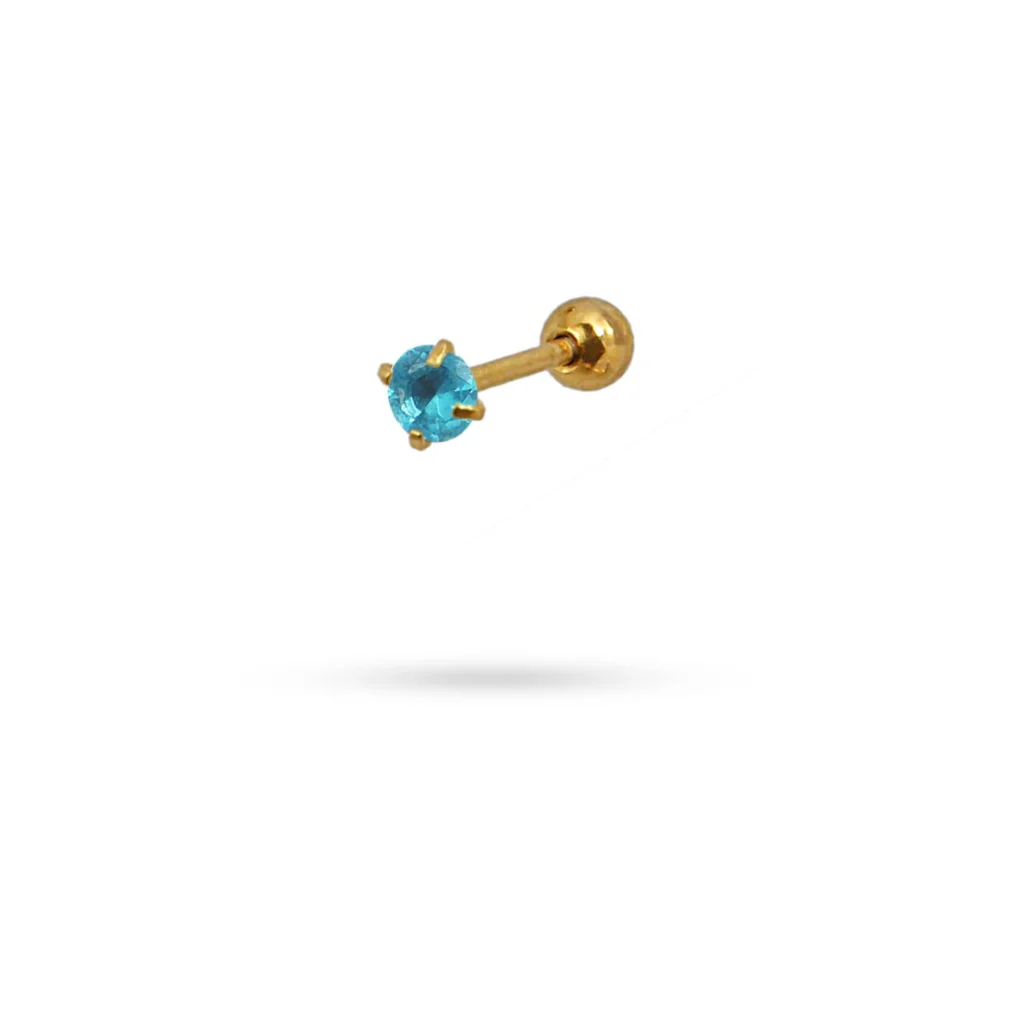 Steel Circle Stone Ball Back Single Stud Earring | Anartxy - Image 6