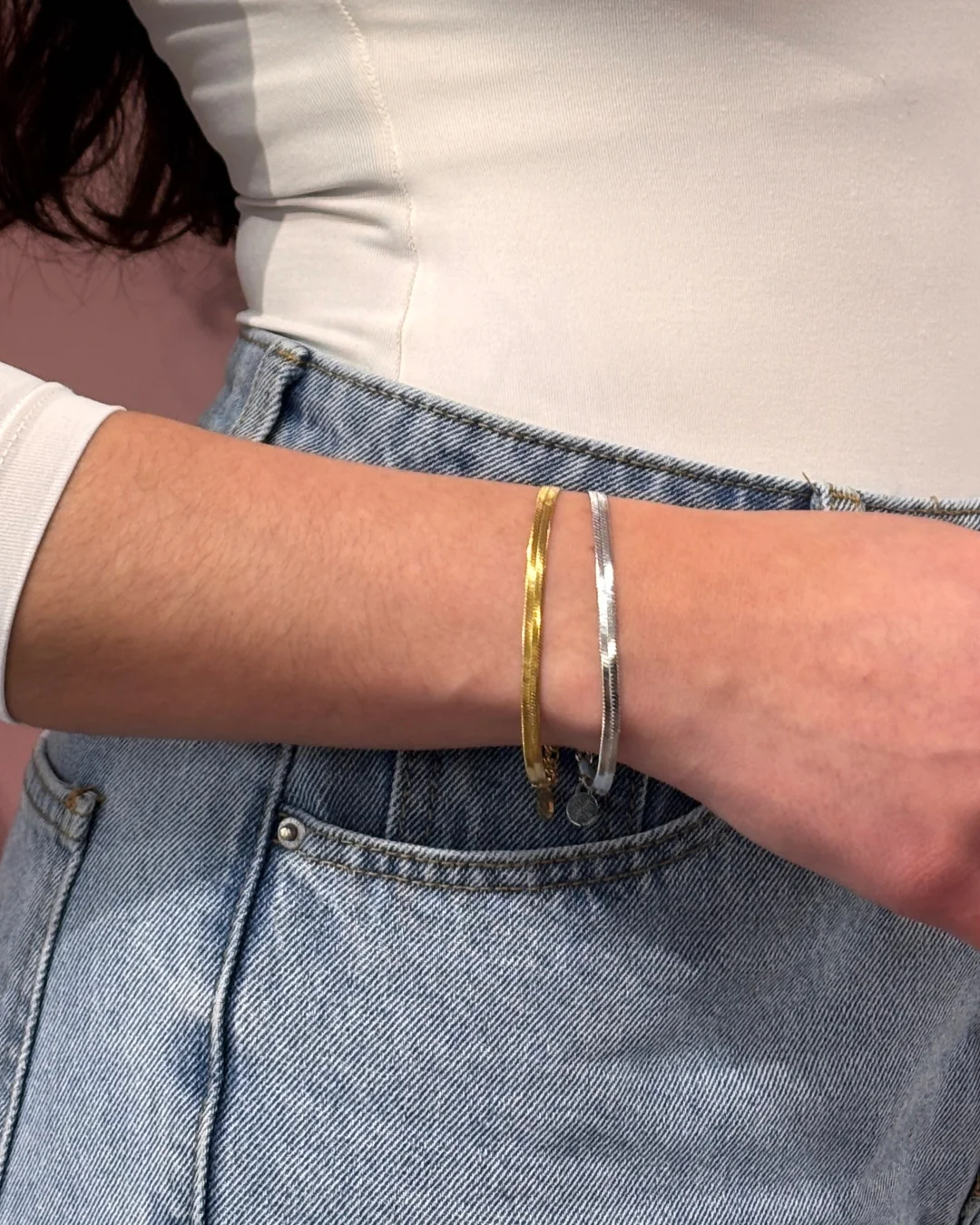 Steel Herringbone Chain Bracelet | Anartxy - Image 4