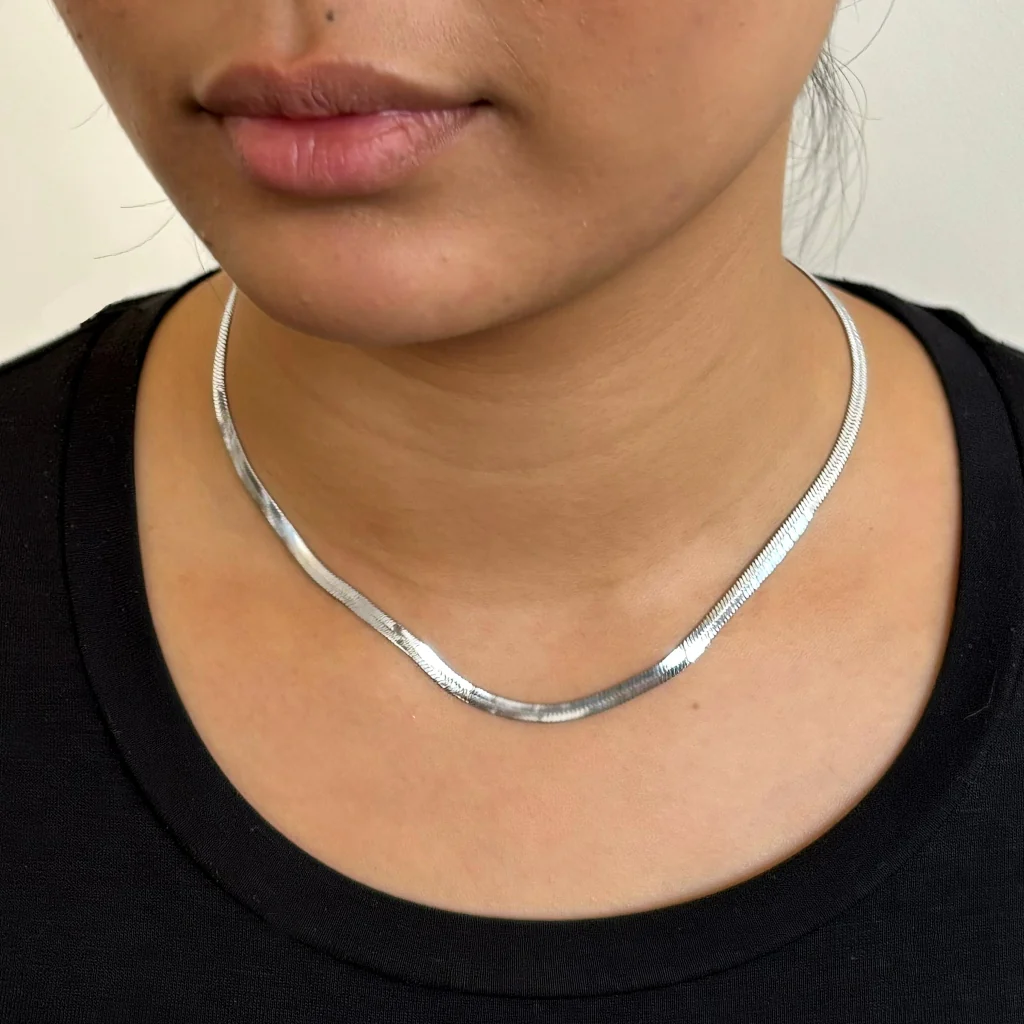 Steel Herringbone Chain Necklace | Anartxy - Image 11