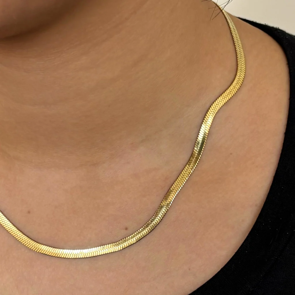 Steel Herringbone Chain Necklace | Anartxy - Image 3