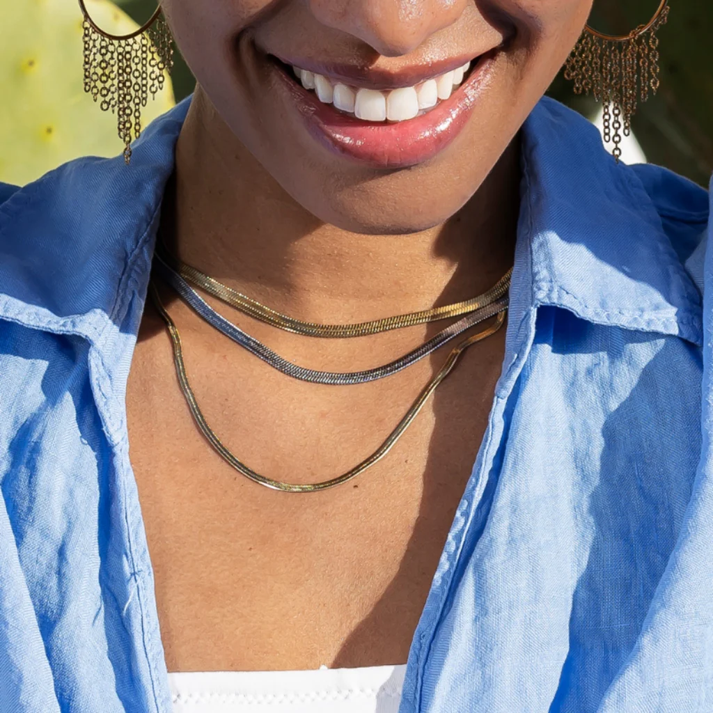 Steel Herringbone Chain Necklace | Anartxy - Image 4