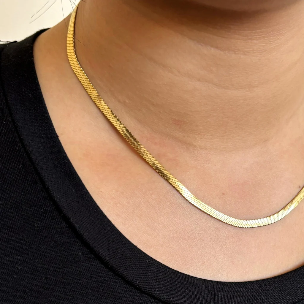 Steel Herringbone Chain Necklace | Anartxy - Image 6