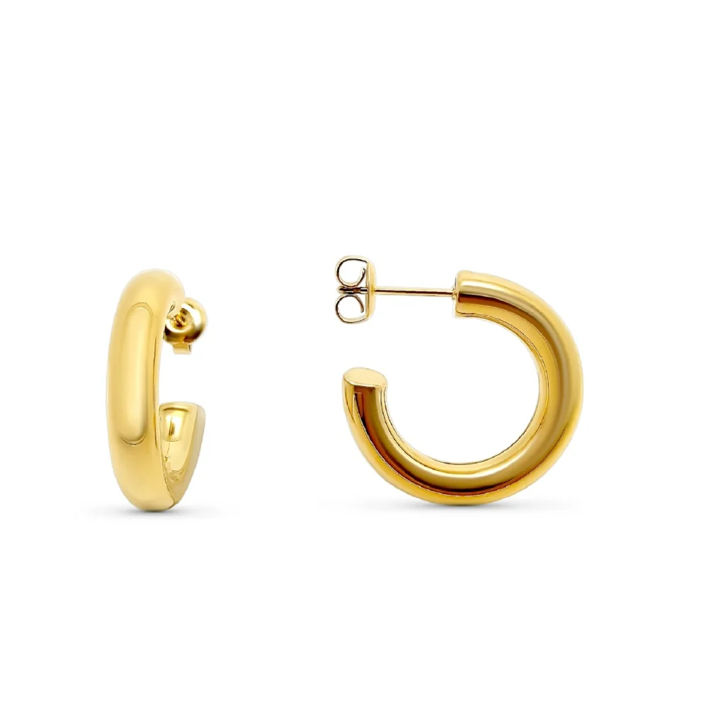 Steel Classic Hoop Earrings | Gold | Jona - Image 11
