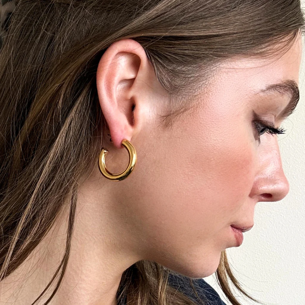 Steel Classic Hoop Earrings | Gold | Jona - Image 12
