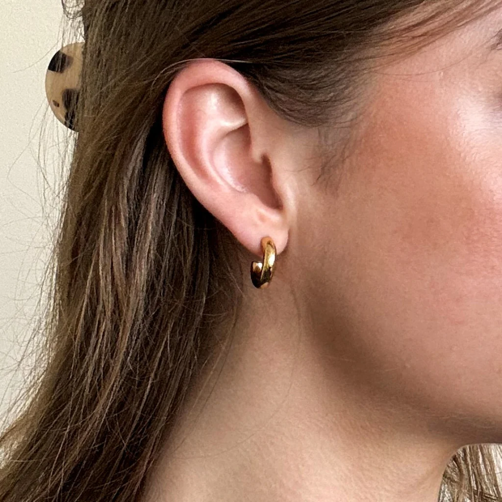Steel Classic Hoop Earrings | Gold | Jona - Image 3