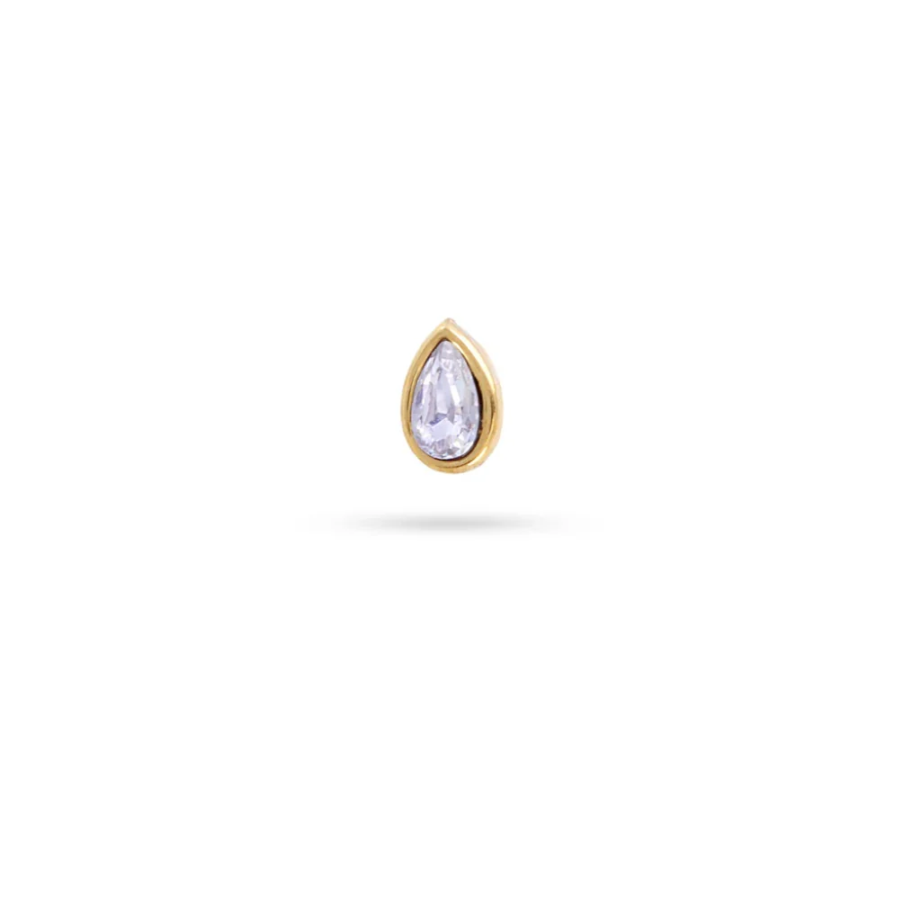 Steel Clear Stone Pear Cut Ball Back Single Stud Earring | Anartxy - Image 3