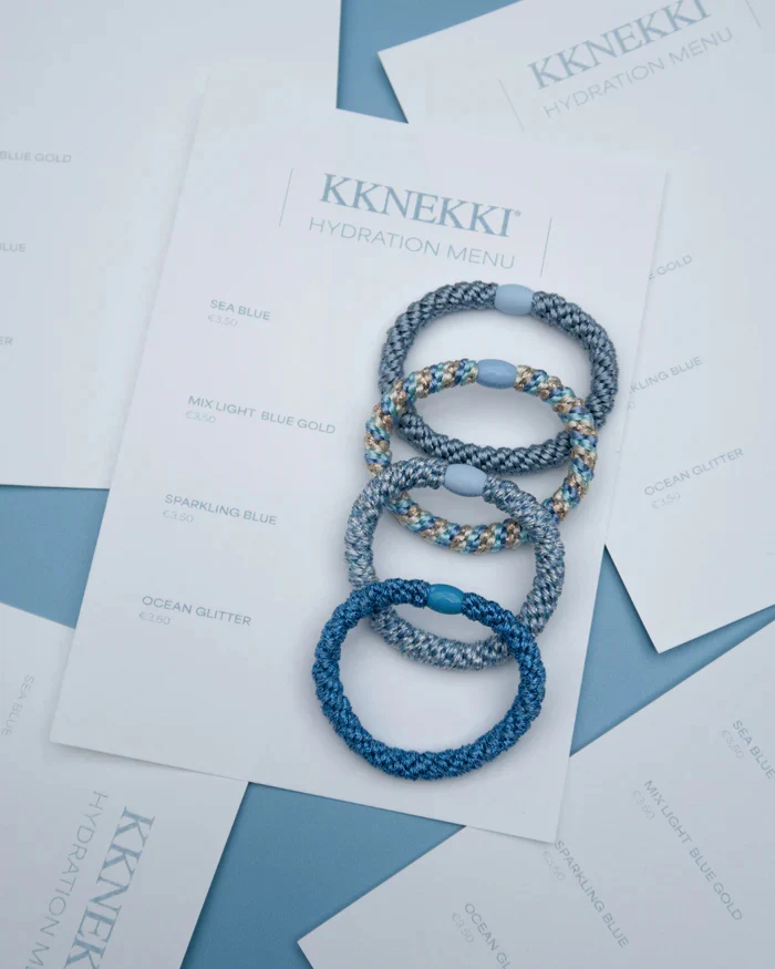 Kknekki Hair Tie | Mix | Light Blue & Gold - Image 2