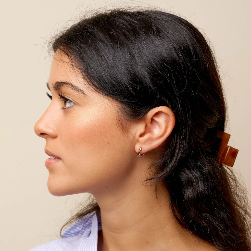 18ct Gold Plated Twist Huggie Earrings | Creil - Image 3