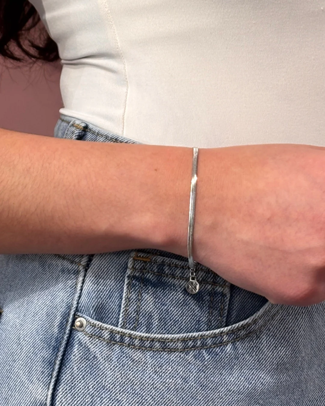Steel Dainty Herringbone Chain Bracelet | Anartxy - Image 11