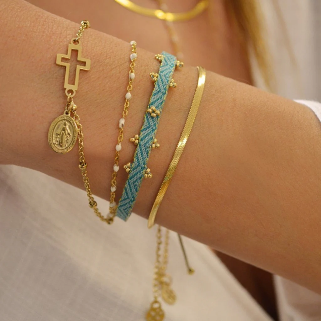 Steel Dainty Herringbone Chain Bracelet | Anartxy - Image 6