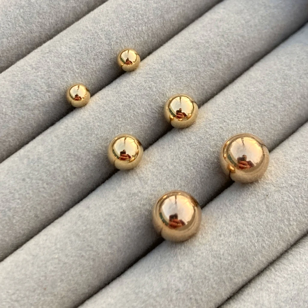 18ct Gold Plated Ball Stud Earrings | Delme - Image 10