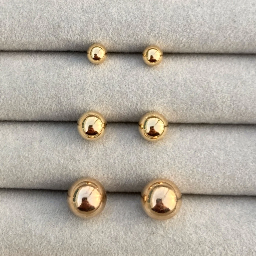 18ct Gold Plated Ball Stud Earrings | Delme - Image 12
