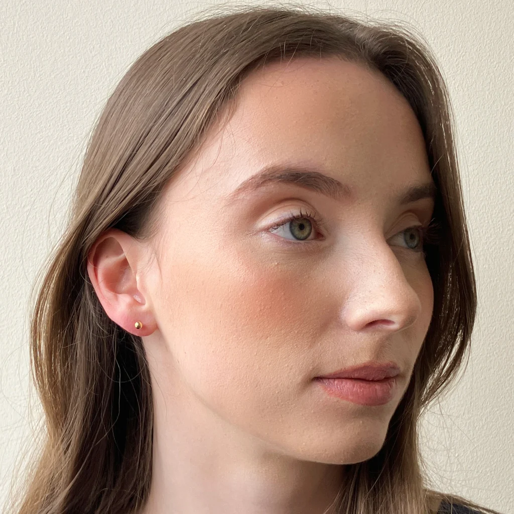 18ct Gold Plated Ball Stud Earrings | Delme - Image 3