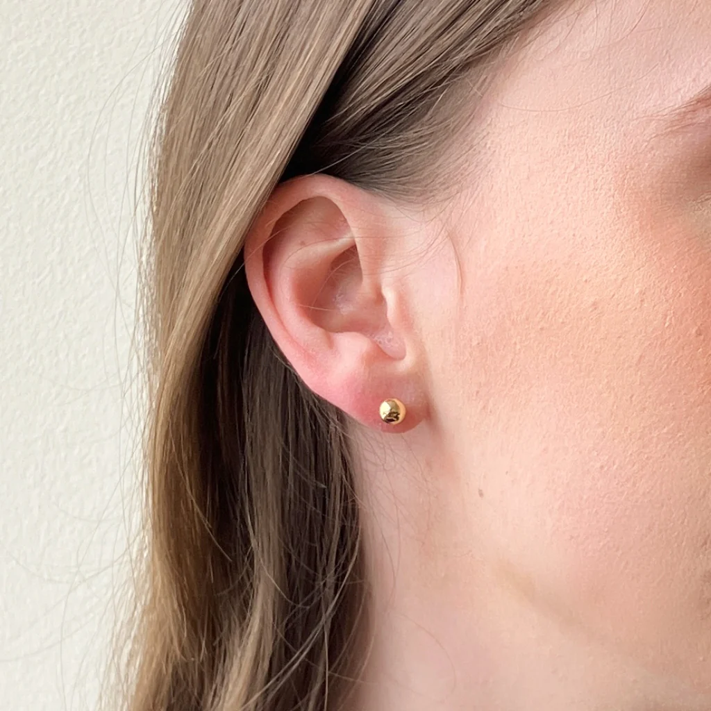 18ct Gold Plated Ball Stud Earrings | Delme - Image 6