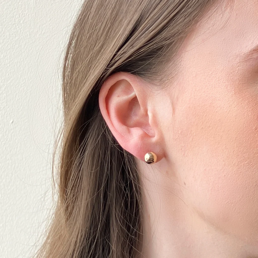 18ct Gold Plated Ball Stud Earrings | Delme - Image 7