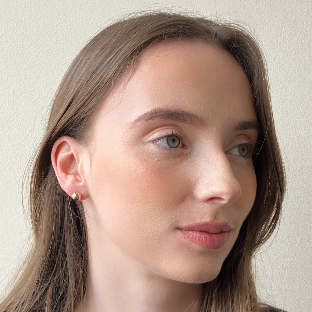 18ct Gold Plated Ball Stud Earrings | Delme - Image 9