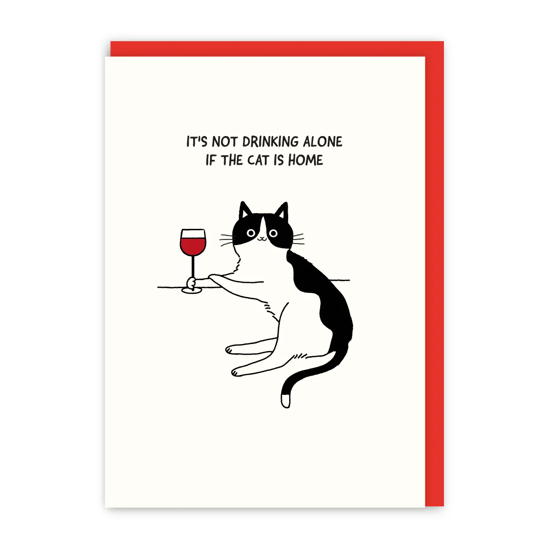 Drinking Alone Cat Card | In Real Life