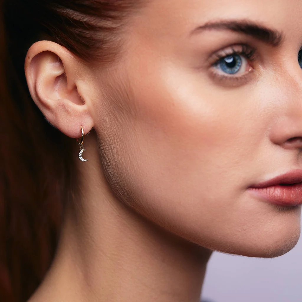 18ct Gold Plated Celestial Charm Earrings | Dualla - Image 3