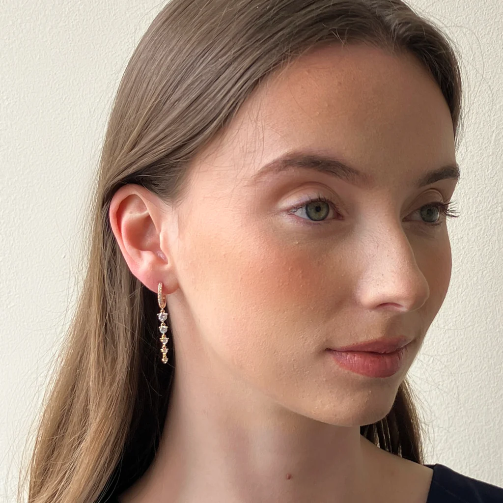 18ct Gold Plated Vine Drop Charm Earrings | Elora - Image 3
