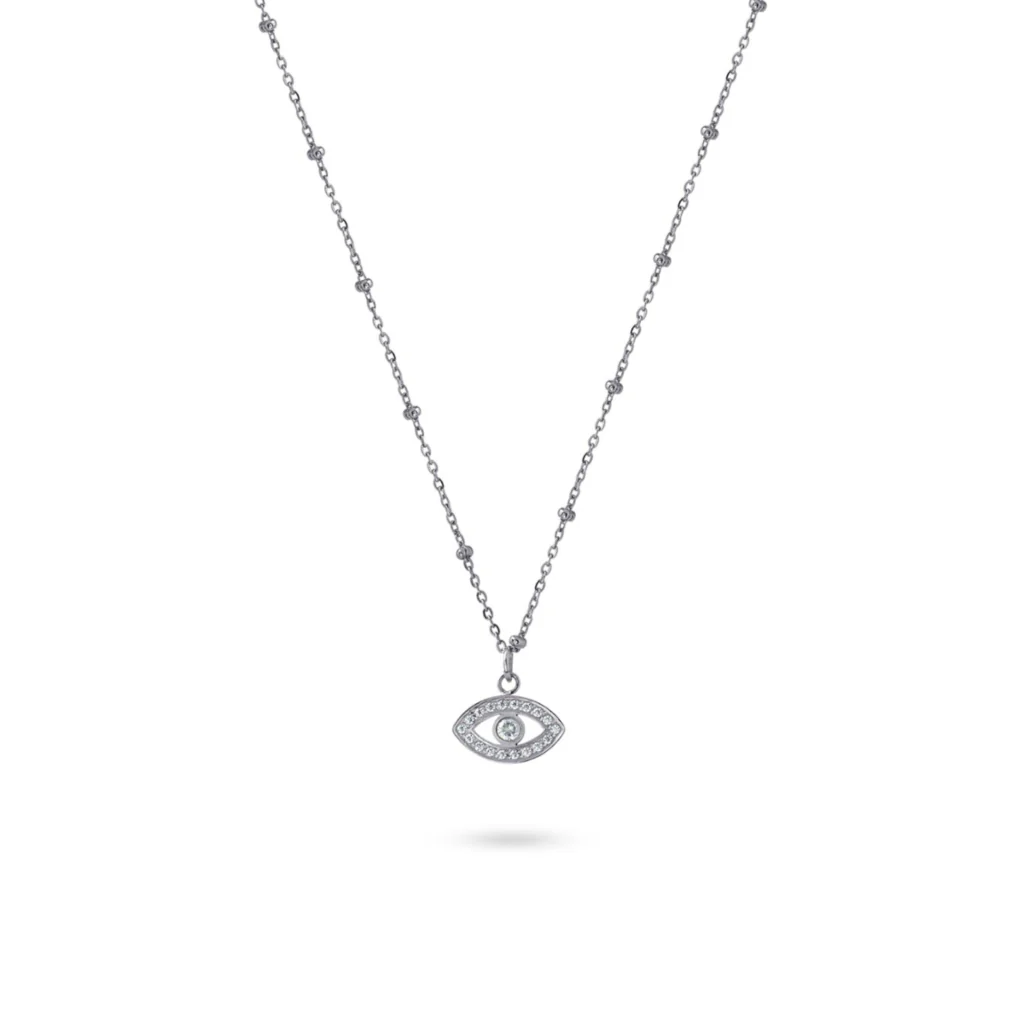 Steel Evil Eye Beaded Chain Necklace | Anartxy - Image 2