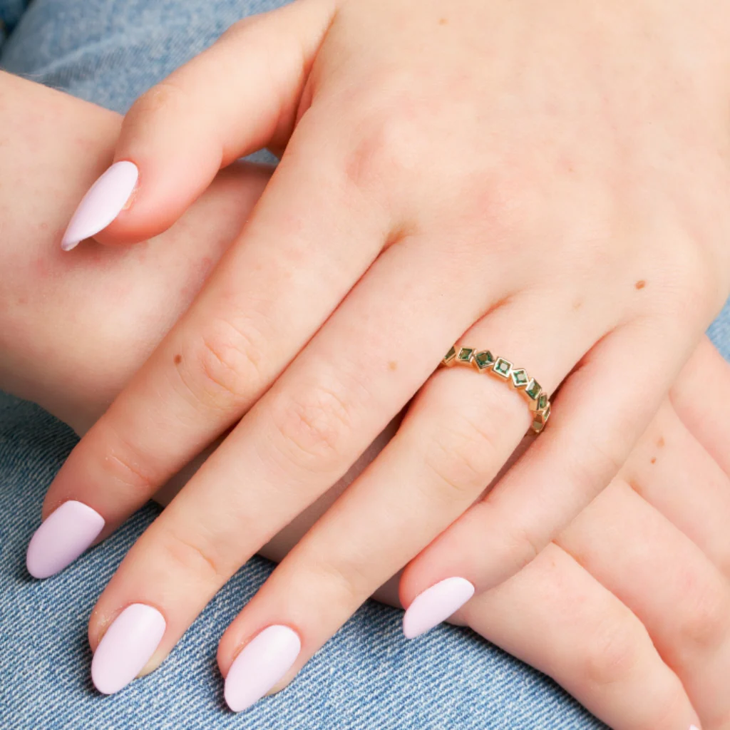 18ct Gold Plated Square Detail Ring | Flora - Image 10