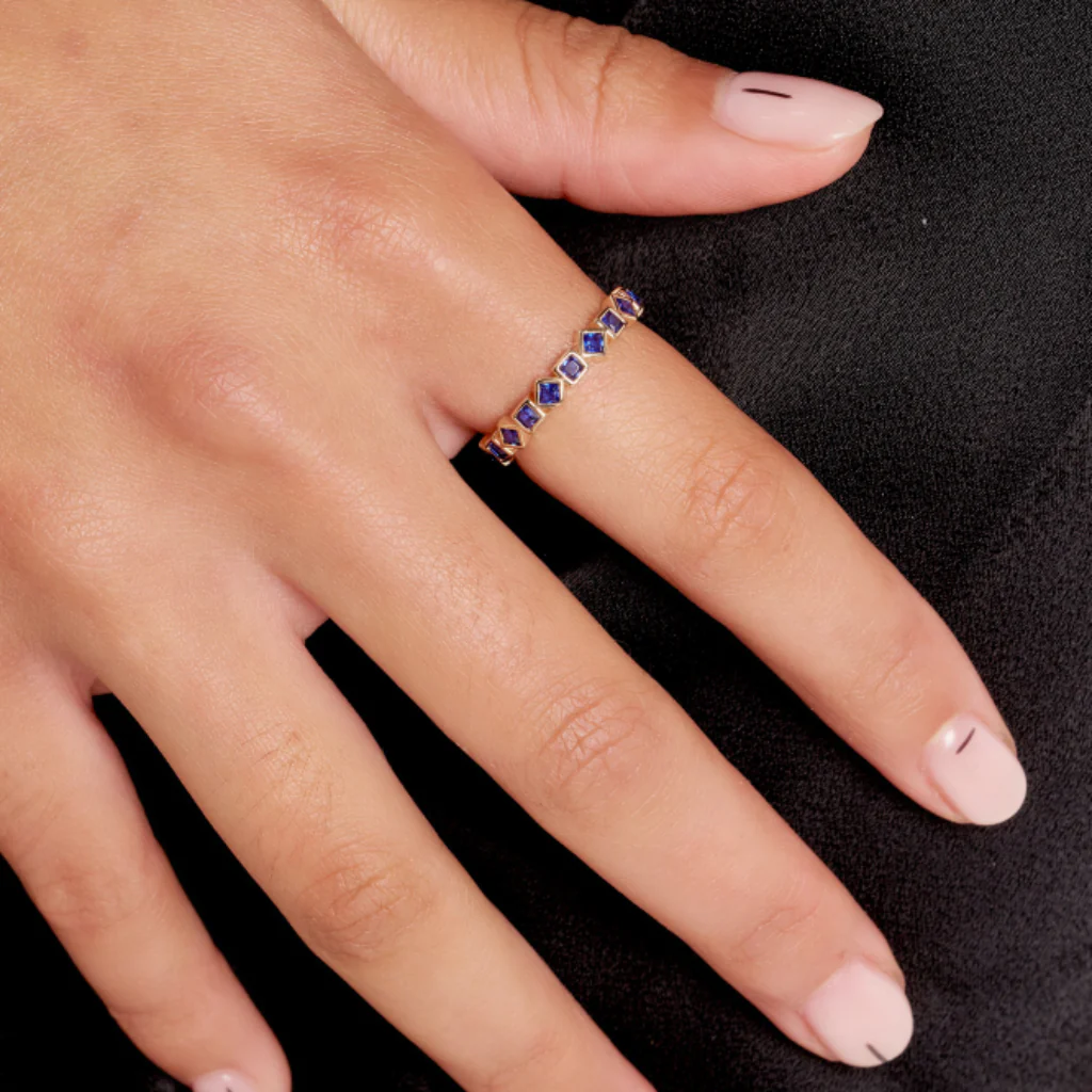 18ct Gold Plated Square Detail Ring | Flora - Image 3