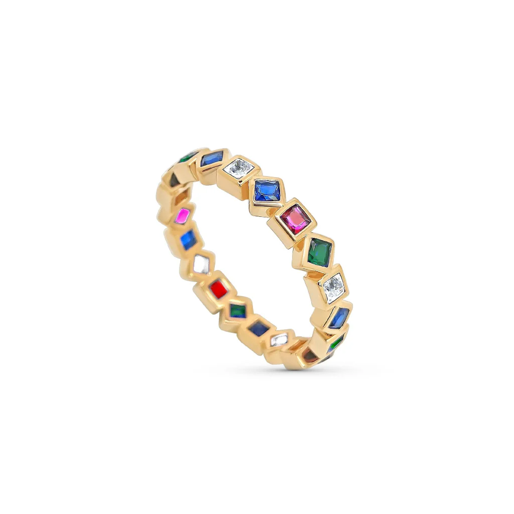 18ct Gold Plated Square Detail Ring | Flora - Image 6