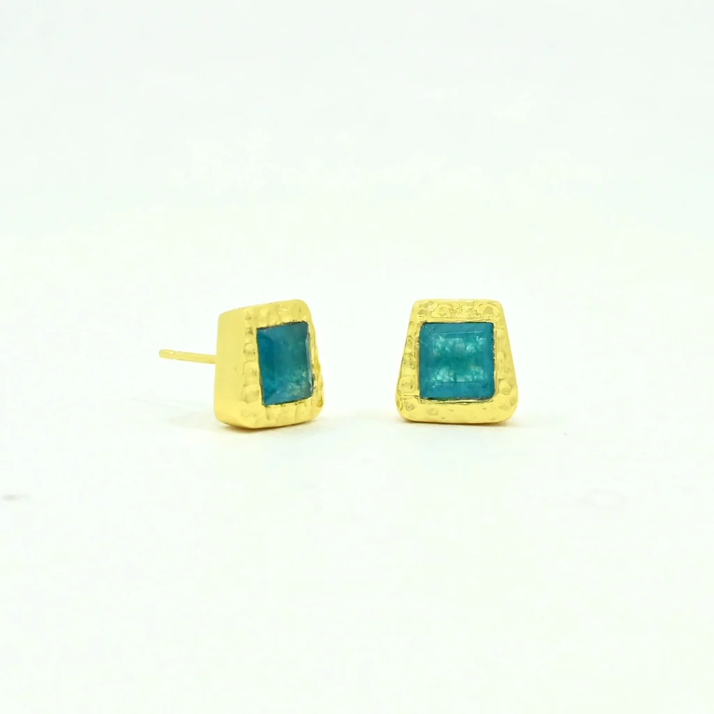 Gold Asymmetrical Stud Earrings | Aria | Noyre - Image 11