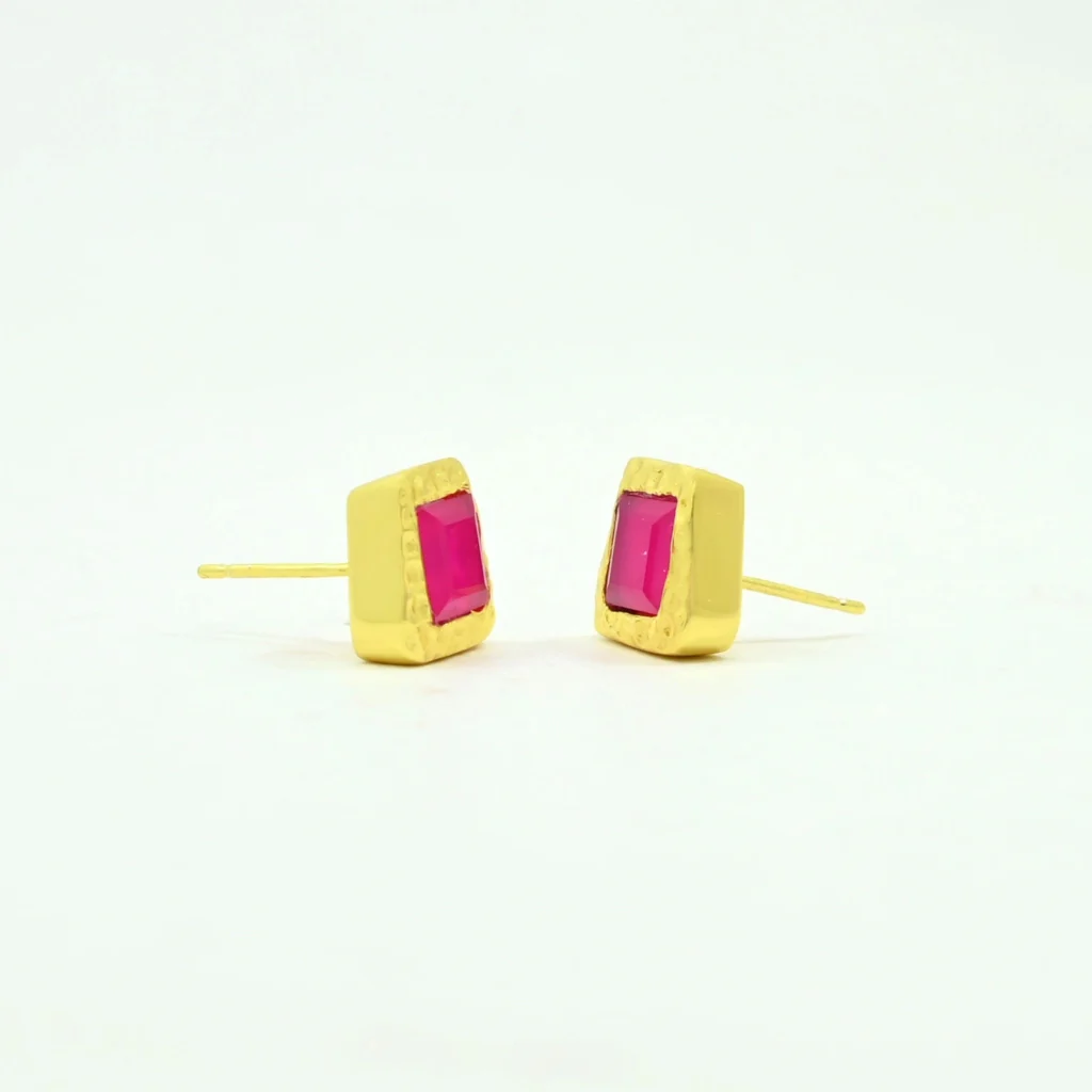 Gold Asymmetrical Stud Earrings | Aria | Noyre - Image 13