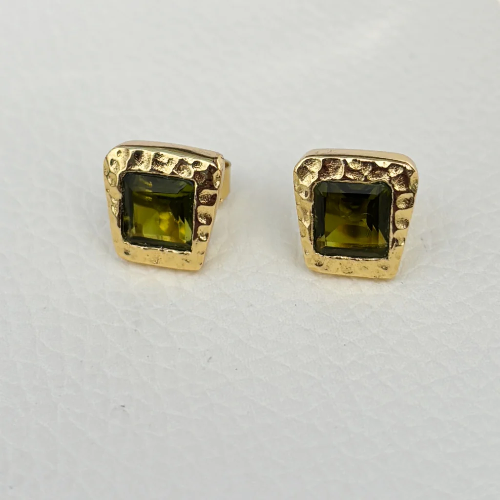 Gold Asymmetrical Stud Earrings | Aria | Noyre - Image 5