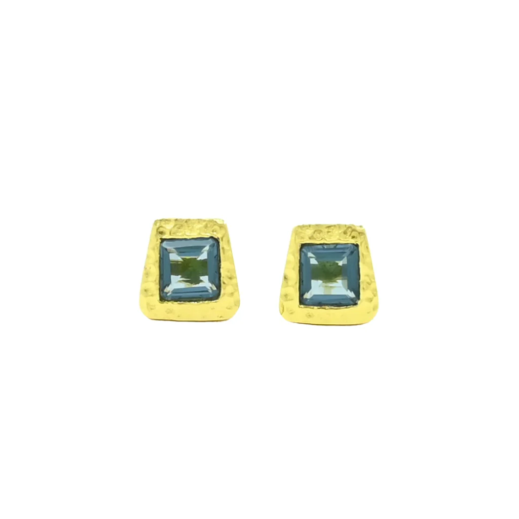 Gold Asymmetrical Stud Earrings | Aria | Noyre - Image 9