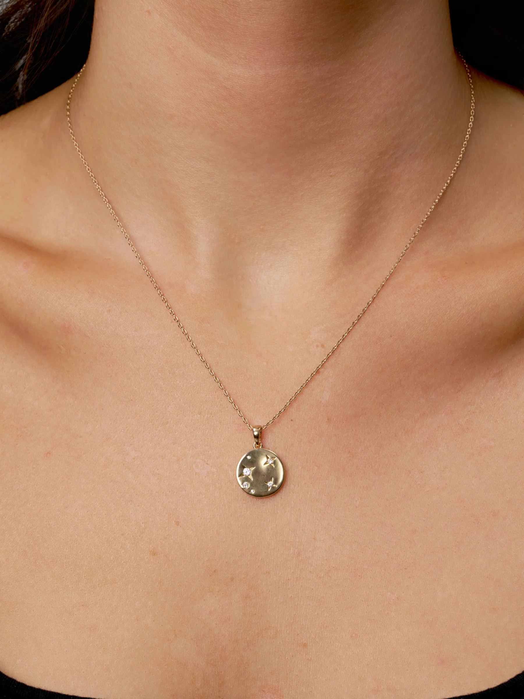 18ct Gold Plated Celestial Disc Necklace | Elize - Image 3